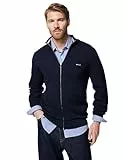 GANT Herren Cotton Pique Zip Cardigan Strickjacke, Evening Blue, L EU