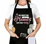 Belillpipi Kochschürze Damen, Mama Geschenk Verstellbare Kochschürze Damen mit 3 Taschen, Muttertagsgeschenk Personalisiert Schürze Grillschürze Geschenke Schürze für Frauen Mama Geburtstag, Muttertag
