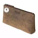 Berliner Bags Vintage Kosmetiktasche Anna, Kleiner Kulturbeutel, Schminktasche aus Leder, Federmäppchen für Damen – Braun