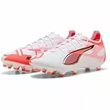 PUMA Ultra 5 PRO FG/AG, Unisex Fussballschuh, PUMA White-PUMA Black-Glowing RED,
