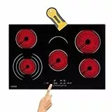 Arebos Glaskeramikkochfeld | 8700 W | 5 Kochfelder | 77 cm | autark | inkl. Dreiringzone und Bräterzone | mit Sensor Touch | Kindersicherung | Überhitzungsschutz | Autoabschaltung