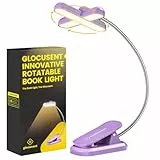 Glocusent Drehbare Leselampe Buch Klemme, 22 LEDs Zweireihig mit Timer, Stufenlose Dimmung & Farbanpassung, 1000 mAh Wiederaufladbare Buchlampe für bis zu 100 Stunden, Ideal für Buchliebhaber