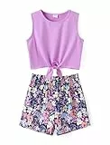 PATPAT Bekleidungssets für Mädchen Sommer, Kurze Hose|Shorts Mädchen T-Shirt Tops Mädchen Set, Sporthose Activewear Freizeit - Perfekt für Teenager Kinder Geburtstage Geschenk Strandpartys 3-12Jahre