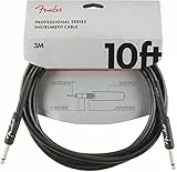 Fender Professional Series Gitarrenkabel, Hochwertiges Instrumentenkabel für E-Gitarre, Bass und Studio, Robuste Verarbeitung für klaren Sound, 3m, Gerade, Schwarz