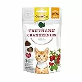 GimCat Crunchy Snacks Truthahn mit Cranberries - Knuspriges und proteinreiches Katzenleckerli - 1 Beutel (1 x 50 g)