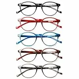 COJWIS 5 Pack Lesebrille Blaulichtfilter fur Damen Herren Federscharnier Brille Anti-Müdigkeit Blendfreie UV Lesehilfe (5 Pack Farbe-3, 2.00, multiplier_x)