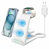 3 in 1 Ladestation Apple Watch und iPhone, ADADPU induktive Ladestation mehrere Geräte für iPhone 17 16 15 14 13 12 Series, iPhone Ladestation mit 20W PD Adapter für Apple Watch & AirPods 4