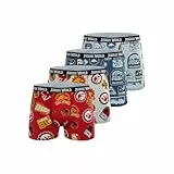 Boxershorts für Kinder, 100% Baumwolle, weich, angenehm und natürlich (4 Stück), Weiß/Blau/Rot/Schwarz/Gelb, 5-6 Jahre