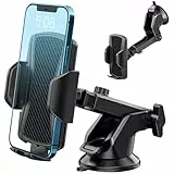 Hoppac Handyhalterung Auto, Ultrastarker Saugnapf Handyhalter Auto Armaturenbrett Windschutzscheibe, 360° Drehung EIN-Knopf-Entriegelung Kfz Handyhalterung für iPhone Max Android Smartphone 4-7'