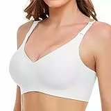 Vinfact Nahtloser BH Damen Ohne Bügel Push up BH Damen Große Brüste Starker Halt V-Ausschnitt Bügelloser Seamless Bequem T Shirt Schlaf BH Gepolstert Bralette (WT,XL)