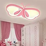 LUOLONG LED Kinder Deckenlampe Schmetterling Deckenlampe Dimmbar Acryl Deckenleuchte Kinderzimmer Kreative Mädchenzimmer Schlafzimmer Cartoon Deckenleuchte-rosa 52cm
