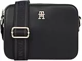 Tommy Hilfiger Damen Umhängetasche Logotape Camera Bag Breiter Tragegurt, Schwarz (Black), Einheitsgröße