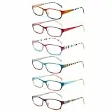 COJWIS 6 pack Lesebrille Blaulichtfilter Brille für Damen Federscharnier Lesehilfe Blendfreie UV Brille Leserbrille (Mehrfarbig, 1.75, x)