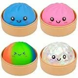 Dumpling Squishy,4er Set Glitter Squishy Dumpling Toys für Kinder und Erwachsene,2026 Mystery Box Dumplings Squishies Fidget Squeeze Toys für Anti Stress Relief Bälle Fidget Spielzeug -4er Regenbogen