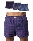 Snocks American Boxershorts Herren aus Bio-Baumwolle 3er-Pack, Weite Passform und lockerer Fit, Kein juckendes Etikett und komfortabler Bund, Unterhosen Herren Gr.L, Farbe Großes Karo Mix Blau