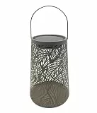 Dehner Solar-Laterne Olea Ø20 x H32 cm – LED Gartenleuchte, warmweiß, Solarbetrieb, Dämmerungssensor, Metall & Kunststoff, grün