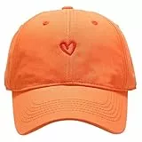pxjsdwe Baseball Cap Damen Sommer, Baseball Cap Damen mit Herzförmiges Stickmuster Baumwolle Mütze Verstellbarem Kappe Sommer Outdoor Sports Sonnenschutz Basecap Sonnenhut Orange