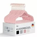 Blumtal Kleiderbügel 30 Stück - Samtbezug, 360° drehbar und belastbar - Platzsparend und rutschfest - Rosa