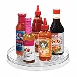 iDesign Kunststoff, plateau tournant, grand pivotant en plastique épices et ingrédients de cuisine, socle le placard, transparent, 28 cm