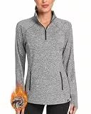 Soneven Damen Fleecepullover Stehkragen Hoodie Mit 1/4 Zip Pullover Sweatshirt Langarmshirt Oberteile Pulli für Herbst Winter,1/4 Zip Grau,L