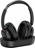 LETSACTIV Funkkopfhörer für Fernseher, kabellose TV-Kopfhörer mit TV-Sender-Ladestation für Senioren, Hörgeschädigte, Keine Audioverzögerung, Blutooth-Kopfhörer, Plug-and-Play (Schwarz Rot)