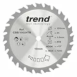 Trend Holz Akku-Kreissägeblatt, 150mm Durchmesser, 10mm Bohrung, 24 Zähne, HW, 1,5mm Schnittbreite, +15° Haken, CSB/15024TB