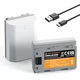 K&F CONCEPT NP-FZ100 Kamera-Akku, verbesserte 2600mAh große Kapazität mit Typ C Direktladeanschluss Kompatibel mit Sony A9 A7III A7RIII A7RIV A6600 ZV-E1 FX3, FX30 Kameras (2 Akkus)