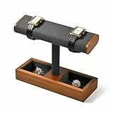 Oirlv Multifunktional Massivholz T-Bar Uhrenständer,Uhrenhalter,Watch StandSchmuckständer für Organizer(Dunkelgrau)