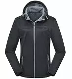 ATLASLAVA Damen Softshelljacke Wasserdichte Atmungsaktive Leichte Fleece Kapuze Übergangsjacke Laufen Wanderjacke BLACK M