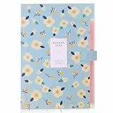 KONVINIT Dokumentenmappe Fächermappe A4 Mappe mit 5 Fächern PP Floral Bedruckt Akkordeon Dokument Ordner Folder Document Organizer,Ordnungsmappe mit Druckknopf,Blau