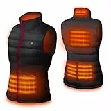 2023 Upgraded Dr.Prepare Damen Beheizte Weste Leichte für Frauen mit 3 Heizstufen, 6 Heizzonen, Einstellbare Größe und USB Stecker für Wandern Camping (Akku Pack Nicht enthalten), Schwarz , One size