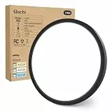 slochi LED Deckenleuchte Flach 24W 2800LM, 3Farben - 3000K/4000K/6500K, Ø30CM Deckenlampe IP54 Wasserfest Rund Badlampe, Modern LED Lampen für küche Badezimmer Schlafzimmer Flur Wohnzimmer, Schwarz