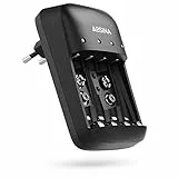 ABSINA Akku Ladegerät AA AAA & 9V - NiMH Ladegerät Akku Batterien 4-Fach für wiederaufladbare Batterien - Akkuladegerät für AAA, AA & 9V Block - Batterieladegerät Akku, Battery Charger