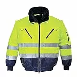 Portwest Hi-Vis Warnschutz 3-in-1 Pilotjacke, Größe: M, Farbe: Gelb/Marine, PJ50YNRM