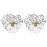 Vogem Blume Ohrringe für Damen Große Filigrane Ohrstecker Gold Plattiert Stamen Hollow Floral Silber Blüte Blütenblatt Modeschmuck Ohrringe