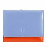 DUDU Kleine Damen-Brieftasche aus Leder mit RFID-Schutz, Münzfach und Klickverschluss, kompakt, 6 Kartenfächer Pastellblau