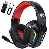 Fachixy FC-300 Gaming Headset mit Mikrofon, 2,4G Wireless Headset für PS5, PS4, PC, Switch, Mac, Surround Sound Faltbarer Bluetooth Gaming Kopfhörer kabellos mit LED Licht, Über 50H+ Akkulaufzeit