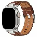 Wristitani Lederarmband Kompatibel mit Apple Watch Armband 49mm 46mm 45mm 44mm 42mm für Männer, Echtes Leder Langlebige Metall Connector Ersatzband für iWatch Ultra 2 3 Series 11 10 9 8 7 SE3 6 5 4 3