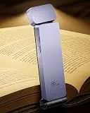 86lux Leselampe Buch Klemme，Wiederaufladbare Buchlampe zum Lesen im Bett，Ultraleichte LED Klemmlampe mit 3 Bernsteinfarben und Stufenlosem Dimmen für Nachtlesen für Buchliebhaber, Kinder,Lila