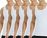 Falechay Unterhemd Herren Tank Top 5er Pack Baumwolle Feinripp ärmellos Muskelshirtst Männer Weiß XL