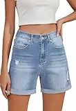 Alaster Queen Kurze Hosen Damen Sexy Lässige Hotpants Jeans Shorts Damen Sommer Kurz Frauen Jeans Shorts Himmelblau XL