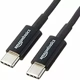 Amazon Basics USB-C-auf-USB-C 2.0 Schnellladekabel, 480 Mbit/s Geschwindigkeit, USB-IF-Zertifiziert, für Apple iPhone 16/15, iPad, Samsung Galaxy, Tablets, Laptops, 0.9 m, Schwarz