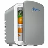 WANNYTON Mini Kühlschrank 4 Liter / 6 Dosen, tragbarer kleiner Kühlschränke mit Kühl- und Heizfunktion, Getränkekühlschrank für Zimmer Auto Büro, AC 220-240 V, DC 12 V, Grau