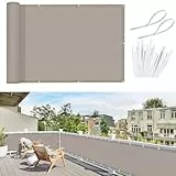 Sunnylaxx Balkon Sichtschutz 100x500cm, Taupe Balkonverkleidung Balkonabdeckung Balkonbespannung Blickdichte Windschutz und UV-Schutz mit Kabelbinder