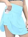 Haloumoning Mädchen Rock Sommer Tennisrock für Kinder Faltenrock Sport Skater Skorts Röcke A-Linie Geschichtet Rüsche Golfrock mit Taschen Blau 4-5 Jahre