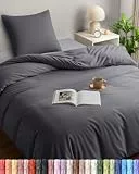 Utopia Bedding Bettwäsche 135x200 Set - Mikrofaser Bettbezug 135x200 cm + 1 Kissenbezug 80x80 cm - Grau