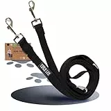 KURI PAI® Komfortable Hundeleine 3m | Verstellbare Hundeleine mittelgroße Hunde | Bambusviskose | Strapazierfähig und weich | Perfekt für alltägliche Spaziergänge | M (2.0cm Breit) - Schwarz