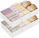Homsorout Kleiderschrank Schrank Organizer - 8er Set Schubladen Organizer Kleidung Baby, Faltbare Aufbewahrungsbox Stoffboxen Aufbewahrung für kommode, Socken, BHs, Weiß