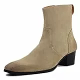 OSSTONE Chelsea Stiefel für Männer High Heels Herren Kleid Schuhe Reißverschluss Stiefel JY002-DE beige Wildleder 12