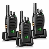Retevis H777H Walkie Talkie 3er Set mit Display, PMR Funkgerät Lizenzfrei, VOX Profi Walkie Talkie mit Ladeschale, Robust Funkgeräte Set TYP-C, Notfallradio für Familien, Camping (Schwarz, 3 Stück)